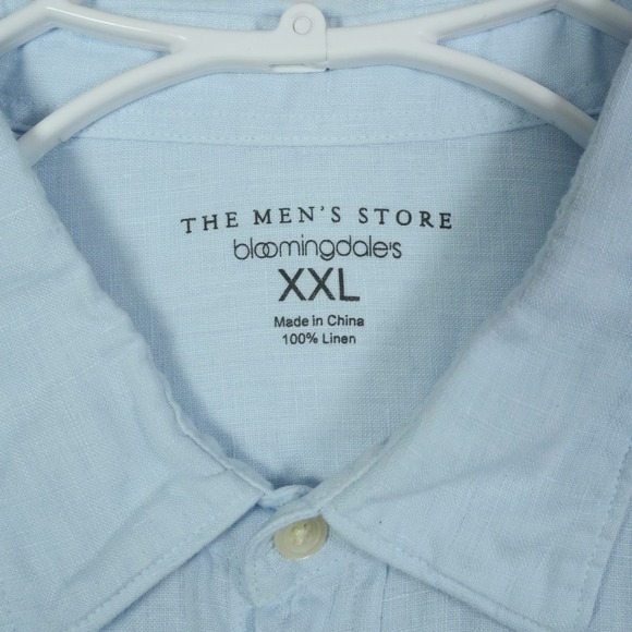 The Men's Store at Bloomingdale's DipDye Short Sleeve Linen Shirt XXL Blue Ombre - Picture 3 of 6